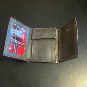 Grey and red plaid, Faux leather wallet